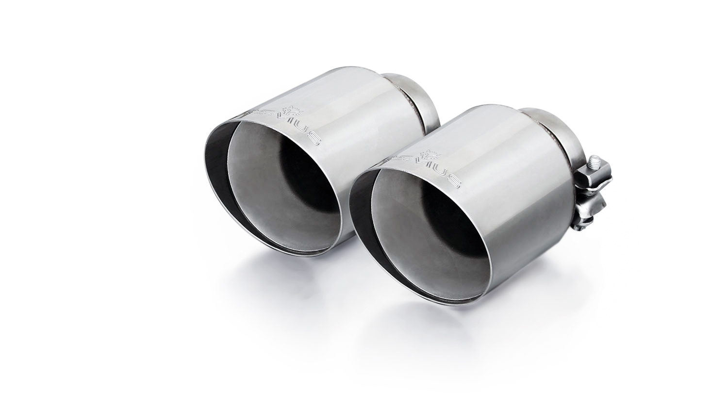 tail pipe set L R with each 2 tail pipes Ø 102 mm angled straight cut