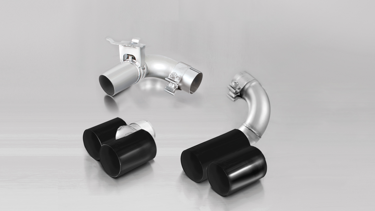 Stainless steel tail pipe set L/R consisting of 4 black chrome tail