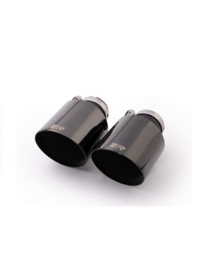 1 stainless steel tail pipe pipe Ø 102 mm angled (shorter length 145 mm), straight cut, Black Chrome, with adjustable spherical clamp connection