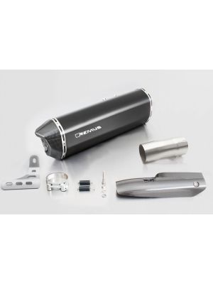 BLACK HAWK, slip on (muffler and connecting tube) incl. CARBON heat protecting shield, stainless steel black, EEC, 66 mm
