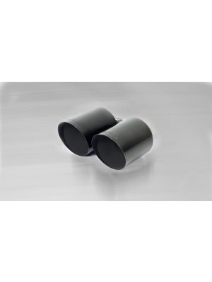 Stainless steel tail pipe set 2 tail pipes Ø 115 mm angled, Black Chrome, with adjustable spherical clamp connection