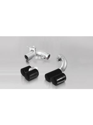Stainless steel tail pipe set L/R consisting of 4 black chrome tail pipes Ø 76 mm straight cut, with integrated valve